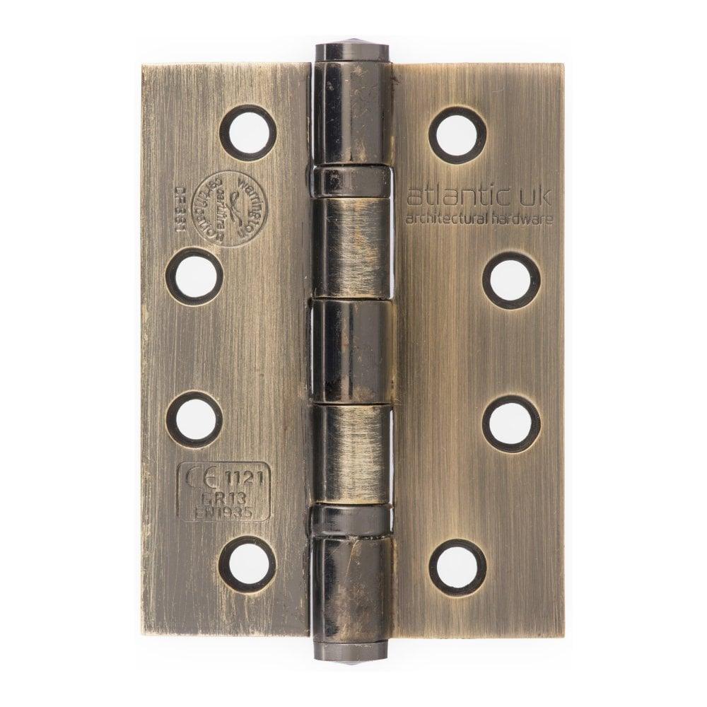 Atlantic Ball Bearing Hinges Grade 13 Fire Rated 4" x 3" x 3mm - Matt Antique Brass