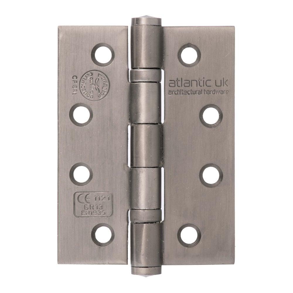 Atlantic Ball Bearing Hinges Grade 13 Fire Rated 4" x 3" x 3mm - Matt Gun Metal