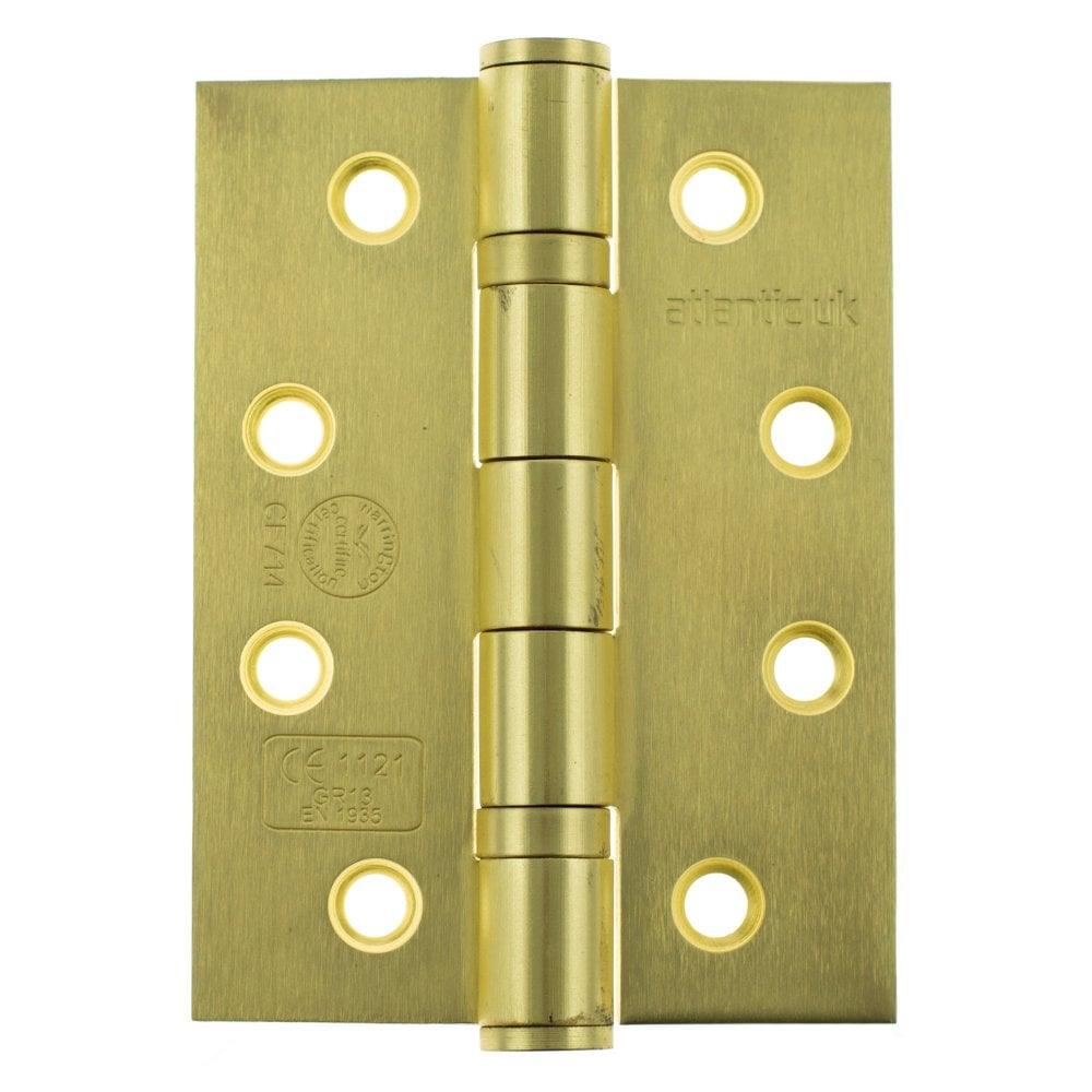 Atlantic Ball Bearing Hinges Grade 13 Fire Rated 4" x 3" x 3mm - Satin Brass