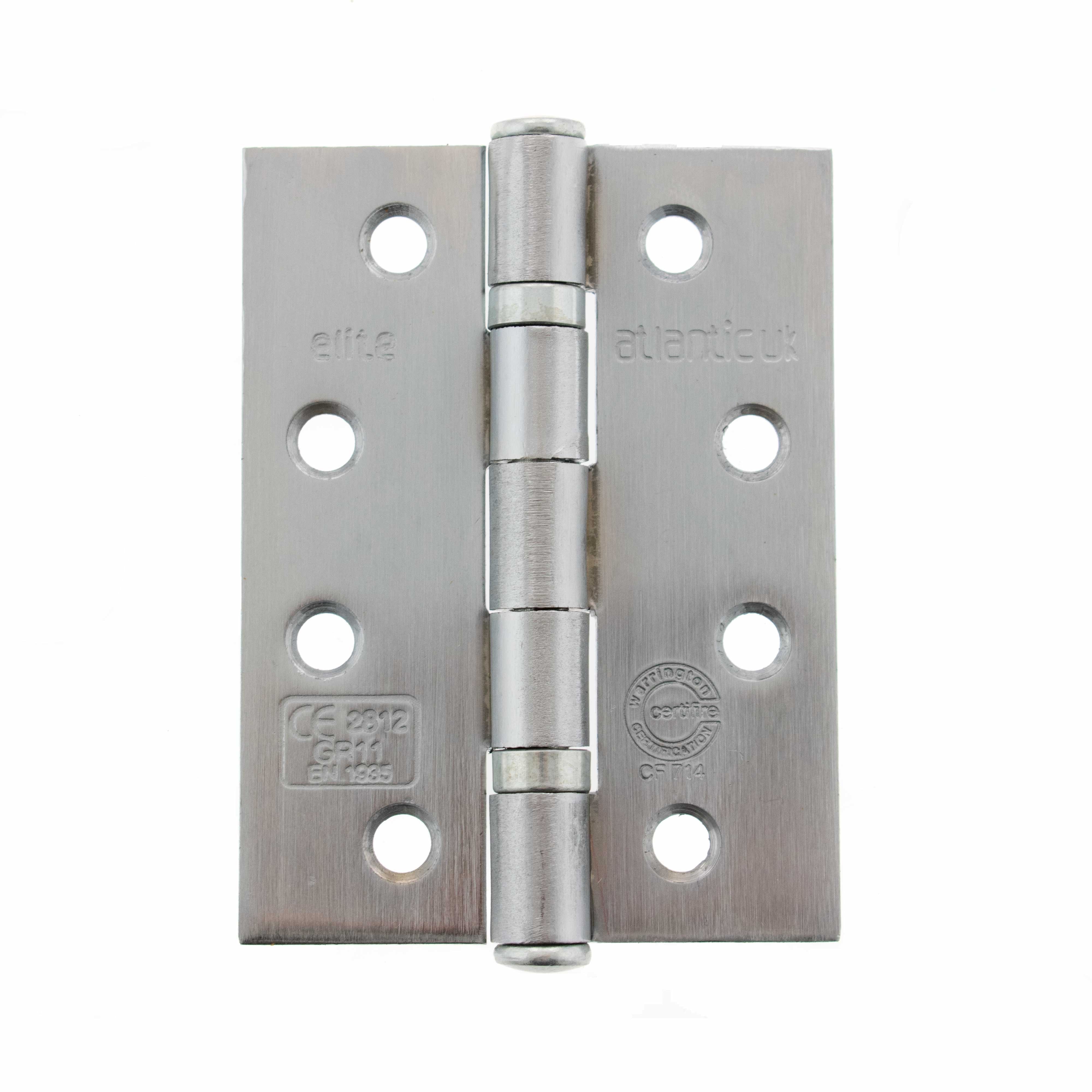Atlantic Ball Bearing Hinges Grade 11 Fire Rated 4" x 3" x 2.5mm - Satin Chrome