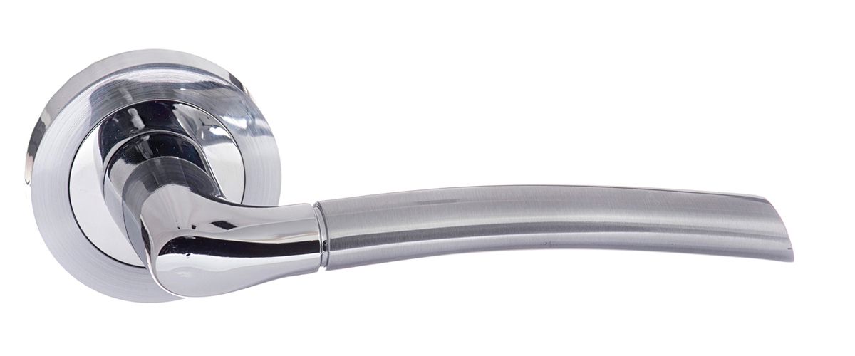 Eco Swell Aluminium Lever on Round Rose - Satin Chrome/Polished Chrome