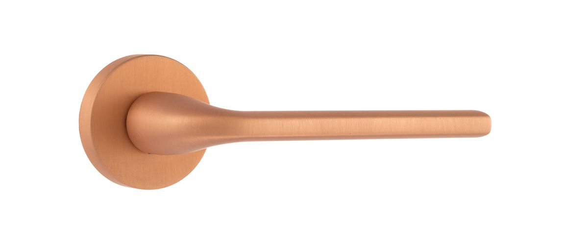 Forme Milly Designer Lever on Minimal Round Rose - Urban Satin Copper