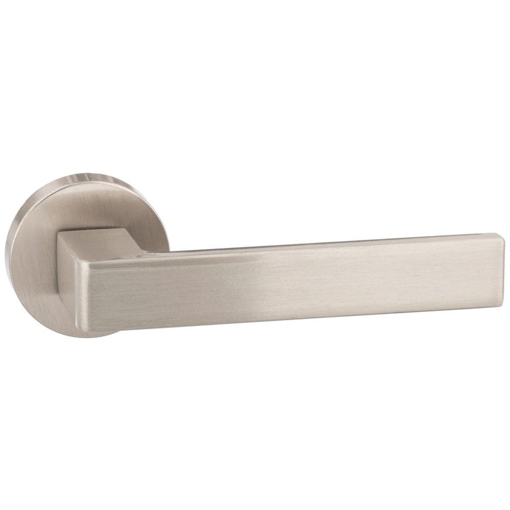 Forme Asti Designer Lever on Minimal Round Rose - Satin Nickel