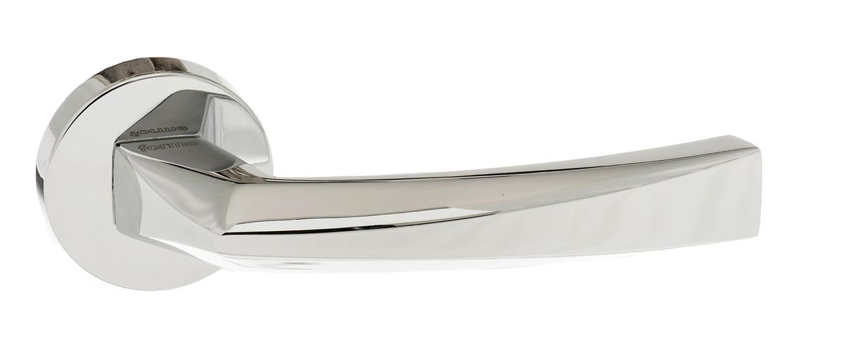 Forme Crystal Designer Lever on Minimal Round Rose - Polished Chrome