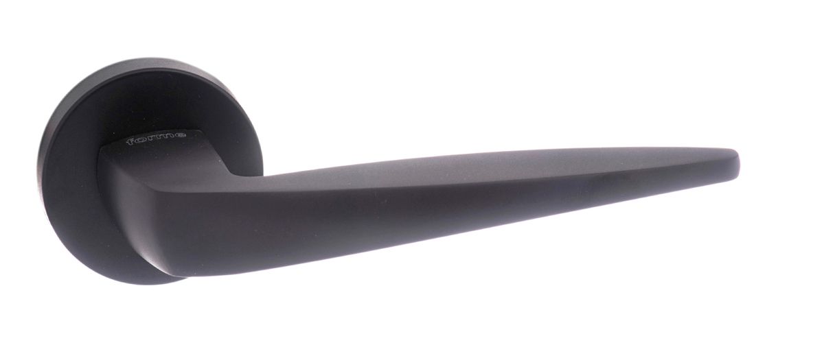 Forme Foglia Designer Lever on Minimal Round Rose - Matt Black