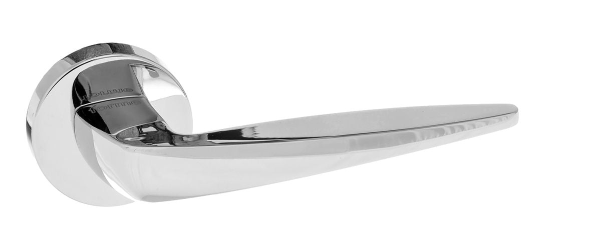 Forme Foglia Designer Lever on Minimal Round Rose - Polished Chrome