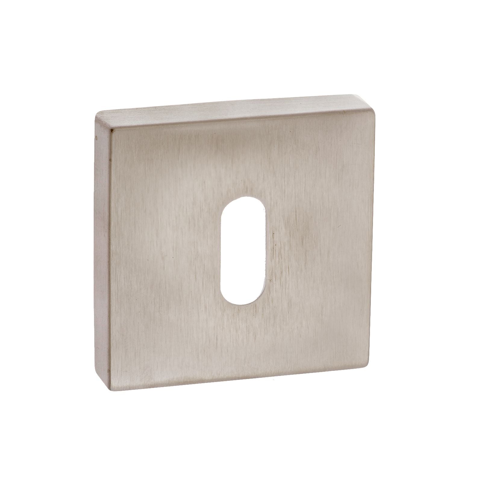 Forme Key Escutcheon on Minimal Square Rose - Satin Nickel