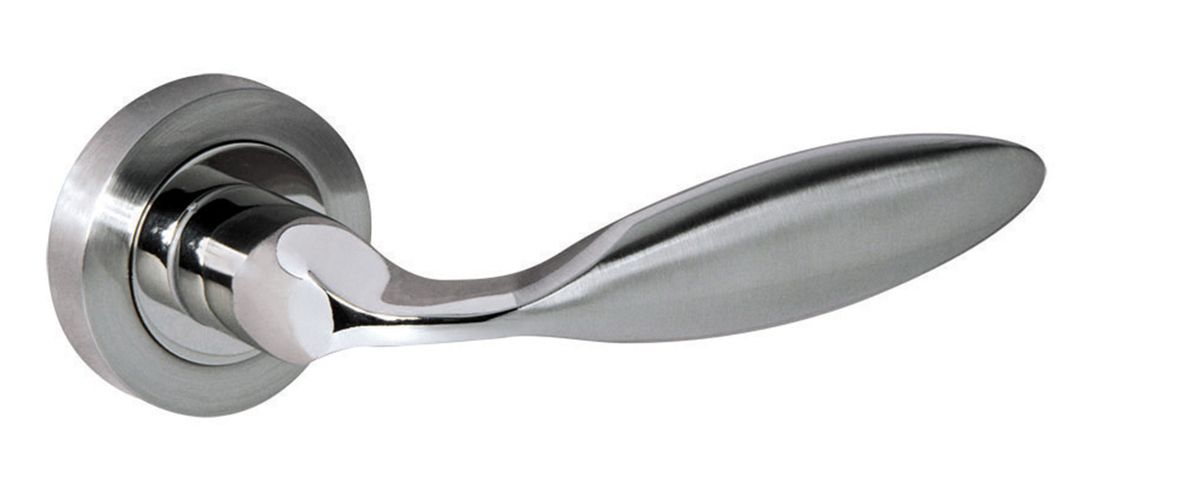 Mediterranean Ibiza Lever on Round Rose - Satin Nickel/Polished Nickel