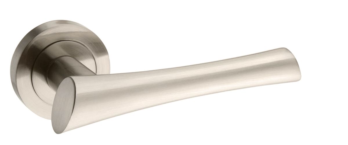 Mediterranean Corsica Lever on Round Rose - Satin Nickel