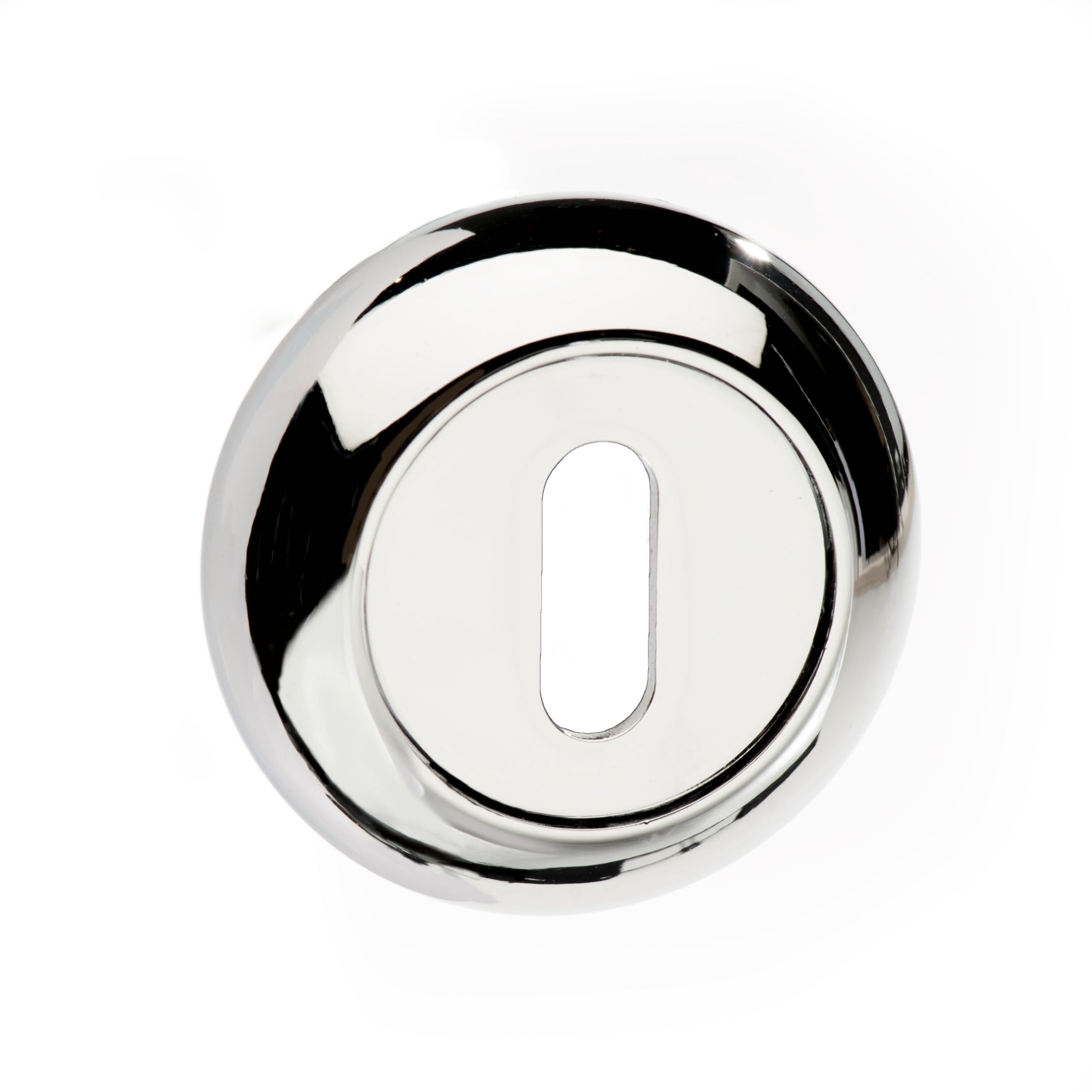 Mediterranean Key Escutcheon on Round "C" Rose - Polished Chrome