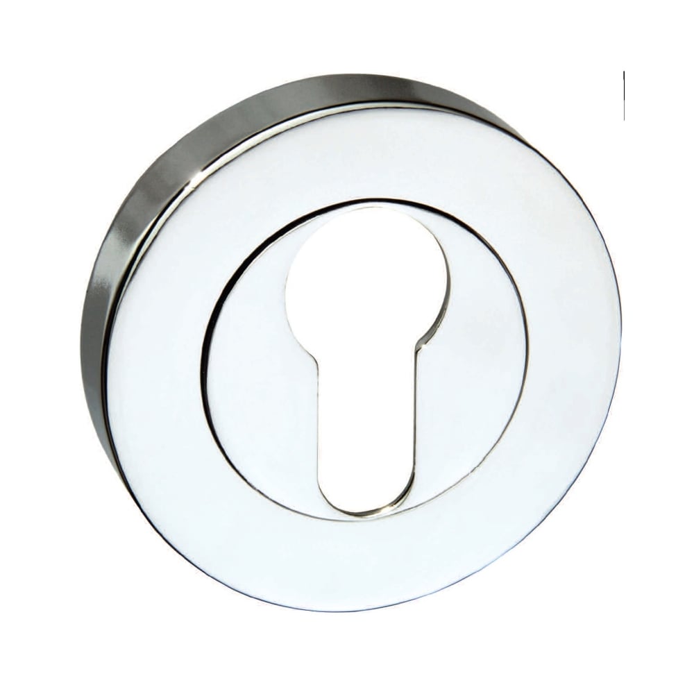 Mediterranean Euro Escutcheon on Round Rose - Polished Chrome