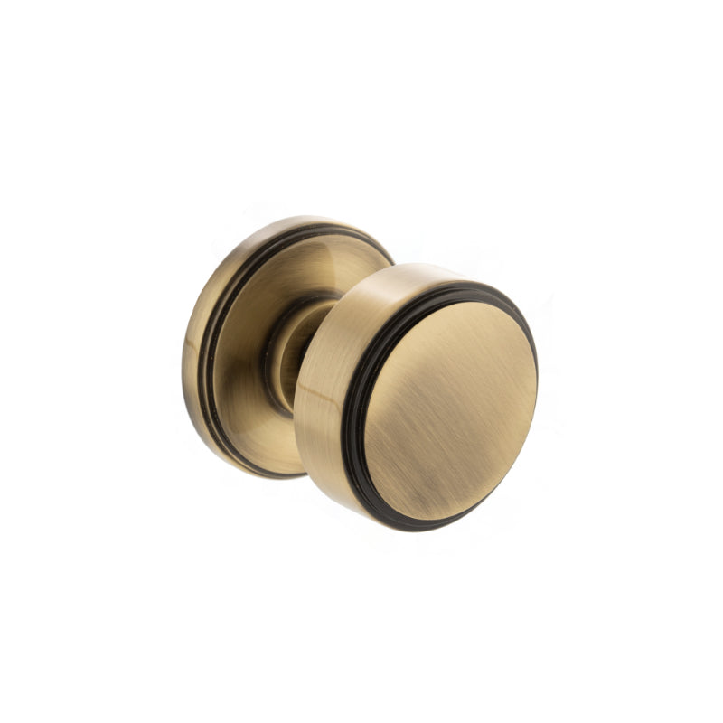 Atlantic Millhouse Brass Boulton Solid Brass Stepped Mortice Knob on Concealed Fix Rose - Antique Brass