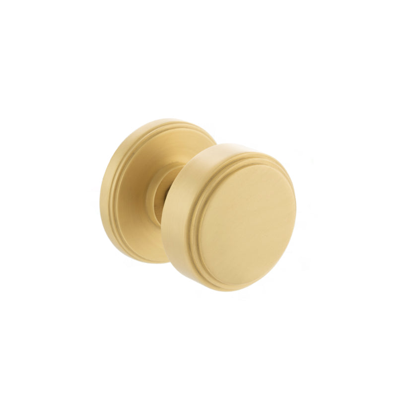Atlantic Millhouse Brass Boulton Solid Brass Stepped Mortice Knob on Concealed Fix Rose - Satin Brass