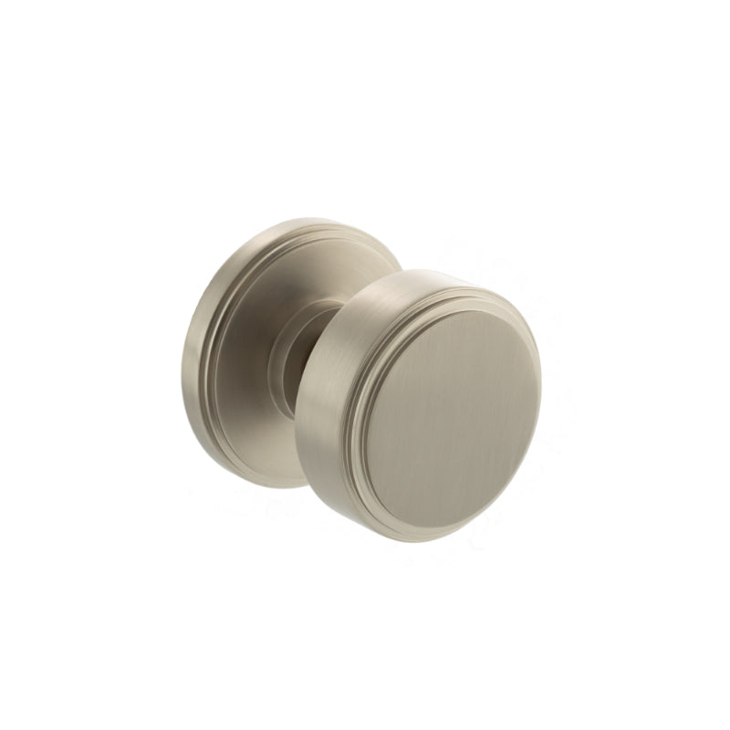 Atlantic Millhouse Brass Boulton Solid Brass Stepped Mortice Knob on Concealed Fix Rose - Satin Nickel