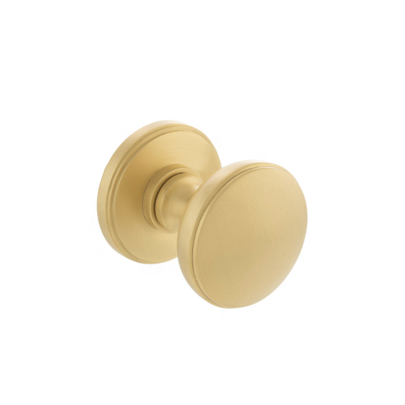 Atlantic Millhouse Brass Edison Solid Brass Domed Mortice Knob on Concealed Fix Rose - Satin Brass