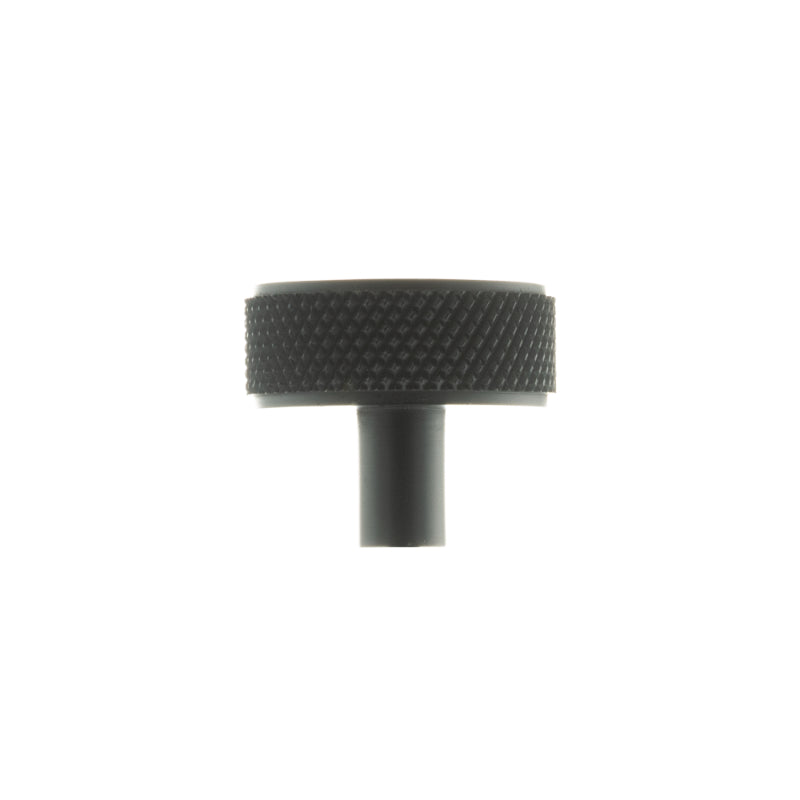 Atlantic Millhouse Brass Hargreaves Disc Knurled Cabinet Knob on Concealed Fix - Matt Black