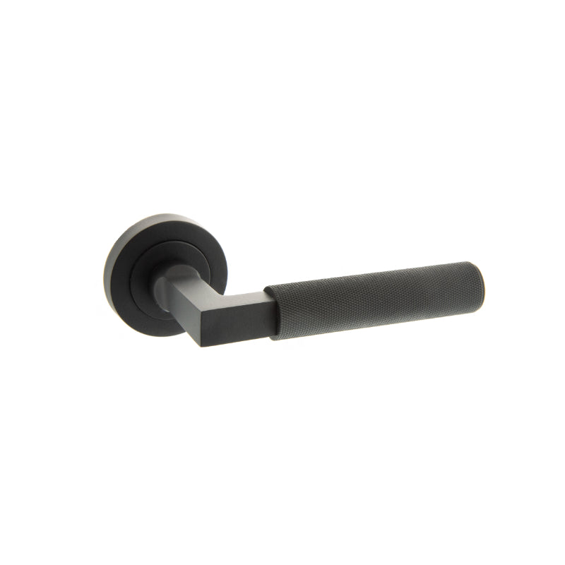 Atlantic Millhouse Brass Cartwright Designer Lever on Round Rose - Matt Black