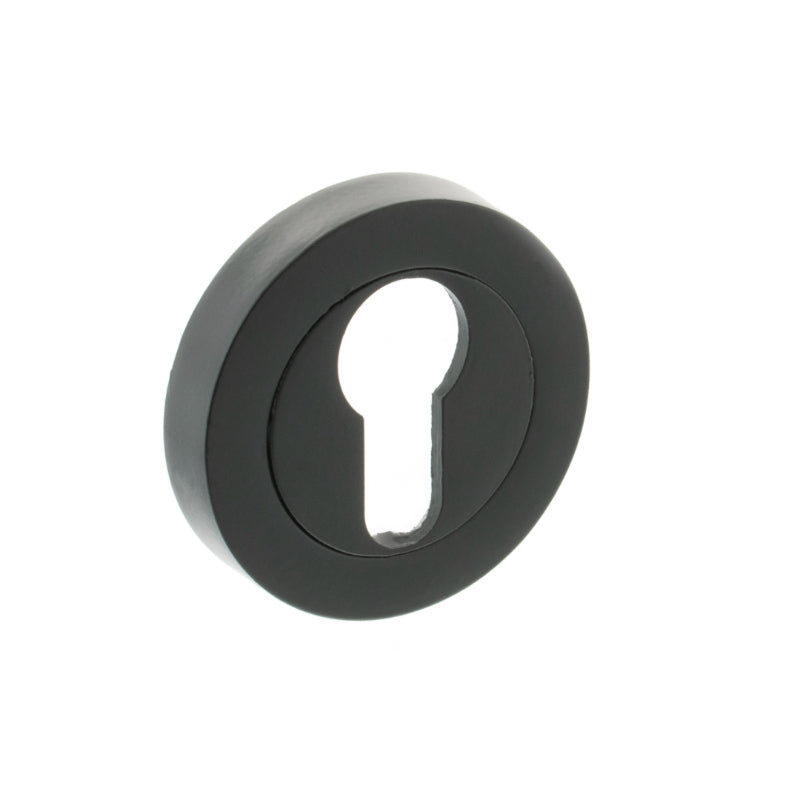 Atlantic Millhouse Brass Euro Escutcheon on Round Rose - Matt Black