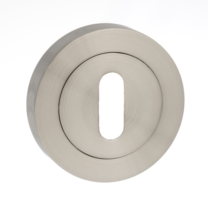 Atlantic Millhouse Brass Key Escutcheon on Round Rose - Satin Nickel