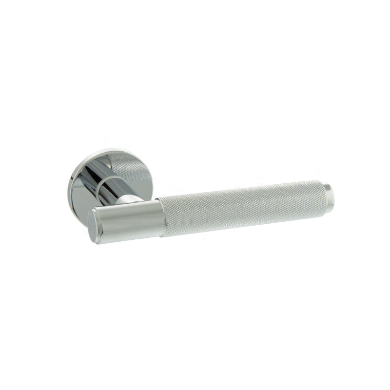 Atlantic Millhouse Brass Crompton Designer Lever on 5mm Slimline Round Rose - Polished Chrome
