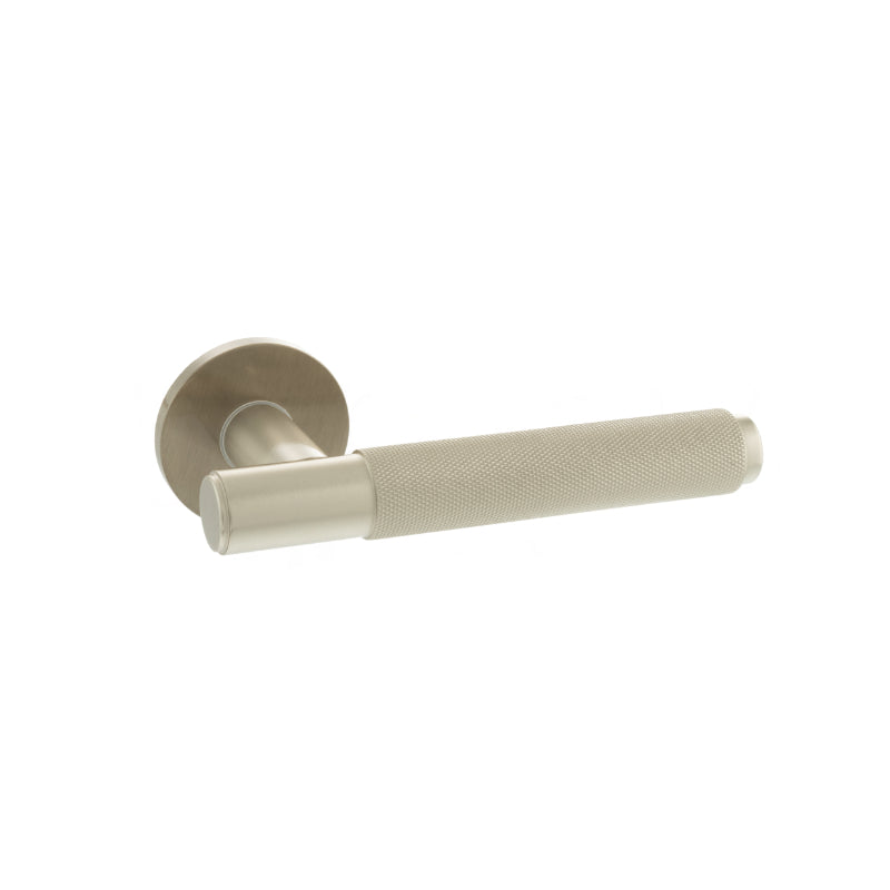 Atlantic Millhouse Brass Crompton Designer Lever on 5mm Slimline Round Rose - Satin Nickel