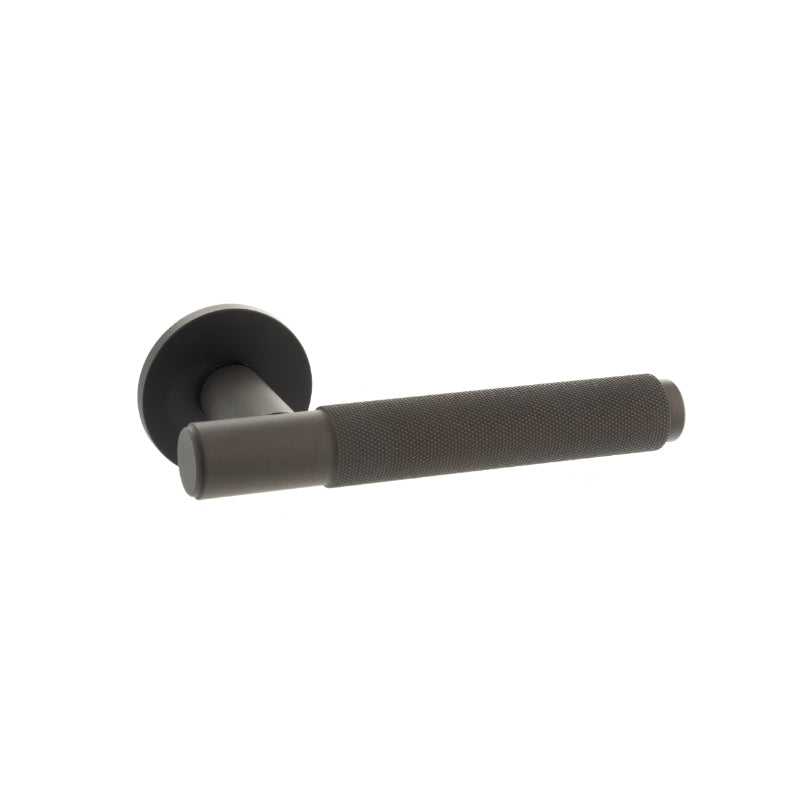 Atlantic Millhouse Brass Crompton Designer Lever on 5mm Slimline Round Rose - Urban Dark Bronze