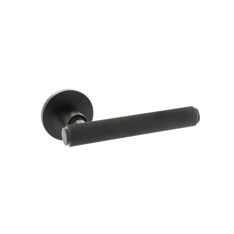 Atlantic Millhouse Brass Stephenson Designer Lever on 5mm Slimline Round Rose - Matt Black