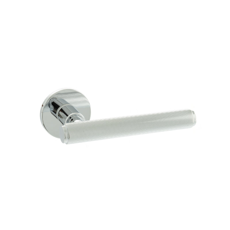 Atlantic Millhouse Brass Stephenson Designer Lever on 5mm Slimline Round Rose - Polished Chrome