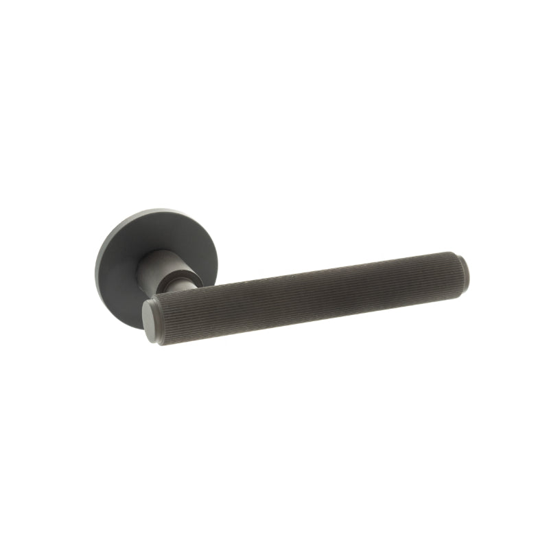 Atlantic Millhouse Brass Stephenson Designer Lever on 5mm Slimline Round Rose - Urban Dark Bronze