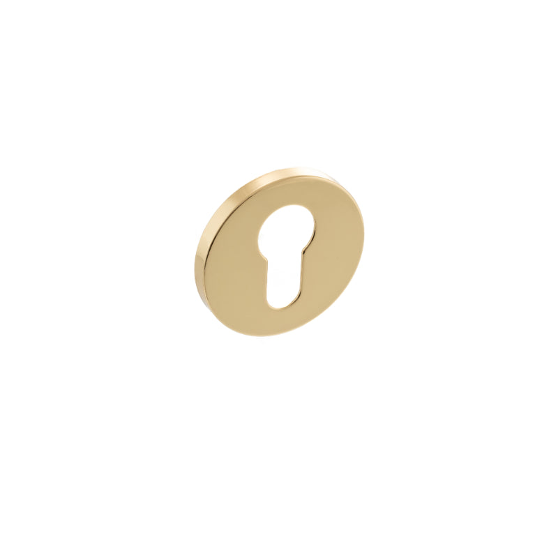 Atlantic Millhouse Brass Euro Escutcheon on 5mm Slimline Round Rose - Polished Brass