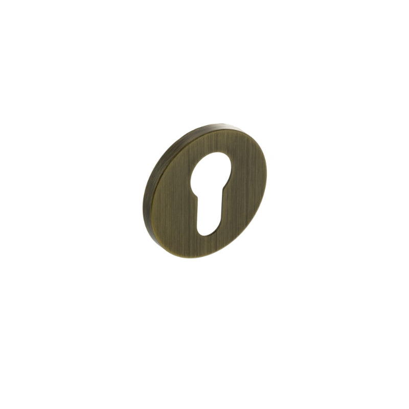 Atlantic Millhouse Brass Euro Escutcheon on 5mm Slimline Round Rose - Yester Bronze