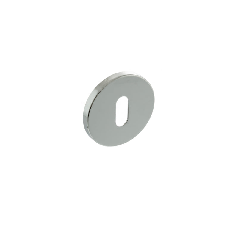 Atlantic Millhouse Brass Key Escutcheon on 5mm Slimline Round Rose - Polished Chrome