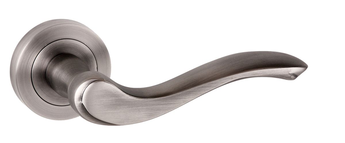 Old English Warwick Lever on Round Rose - Matt Gun Metal