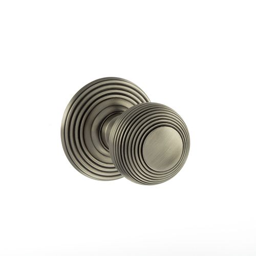 Old English Ripon Solid Brass Reeded Mortice Knob on Concealed Fix Rose - Matt Gun Metal