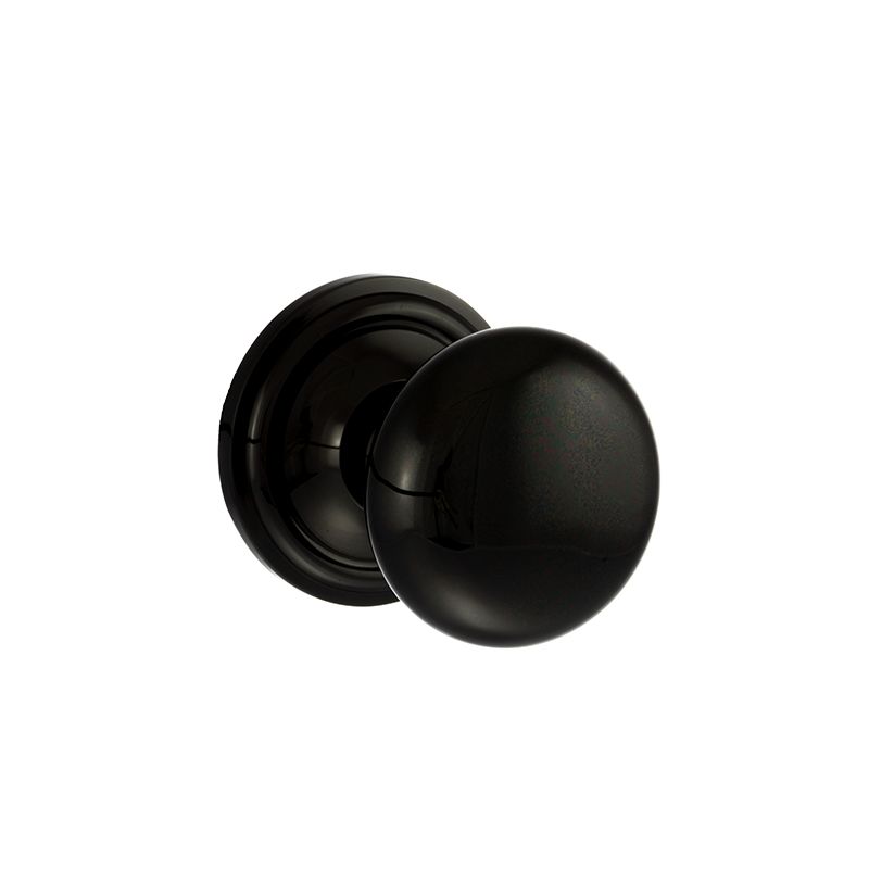 Old English Harrogate Solid Brass Mushroom Mortice Knob on Concealed Fix Rose - Black Nickel