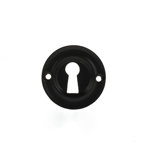 Old English Solid Brass Open Key Hole Escutcheon - Matt Black