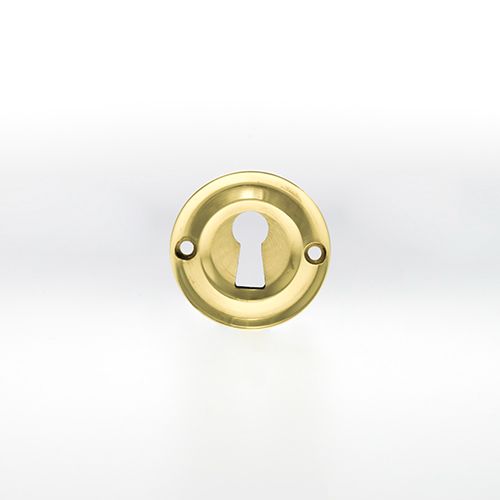 Old English Solid Brass Open Key Hole Escutcheon - Polished Brass