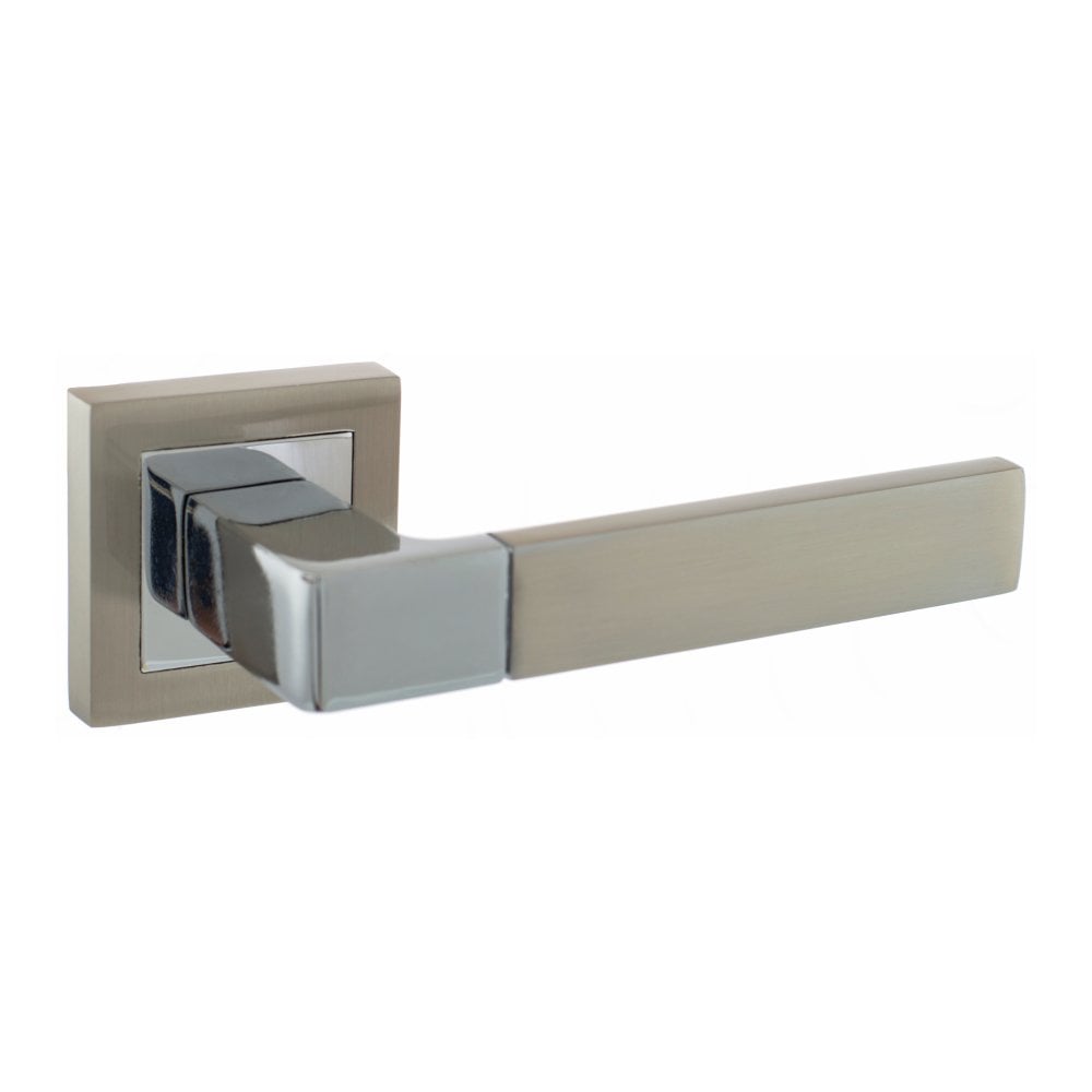 STATUS Montana Designer Lever on S4 Square Rose - Satin Nickel/Polished Chrome