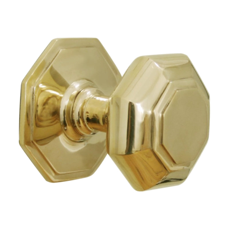 Octagonal Centre Door Knob Polished Brass