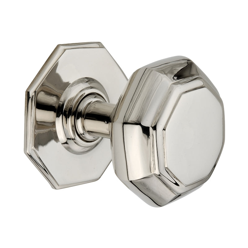 Octagonal Centre Door Knob Polished Nickel