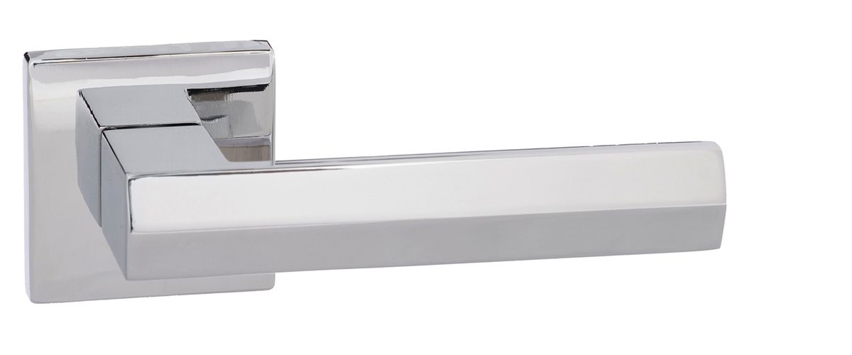 Senza Pari Davoli Designer Lever on Flush Square Rose - Polished Chrome