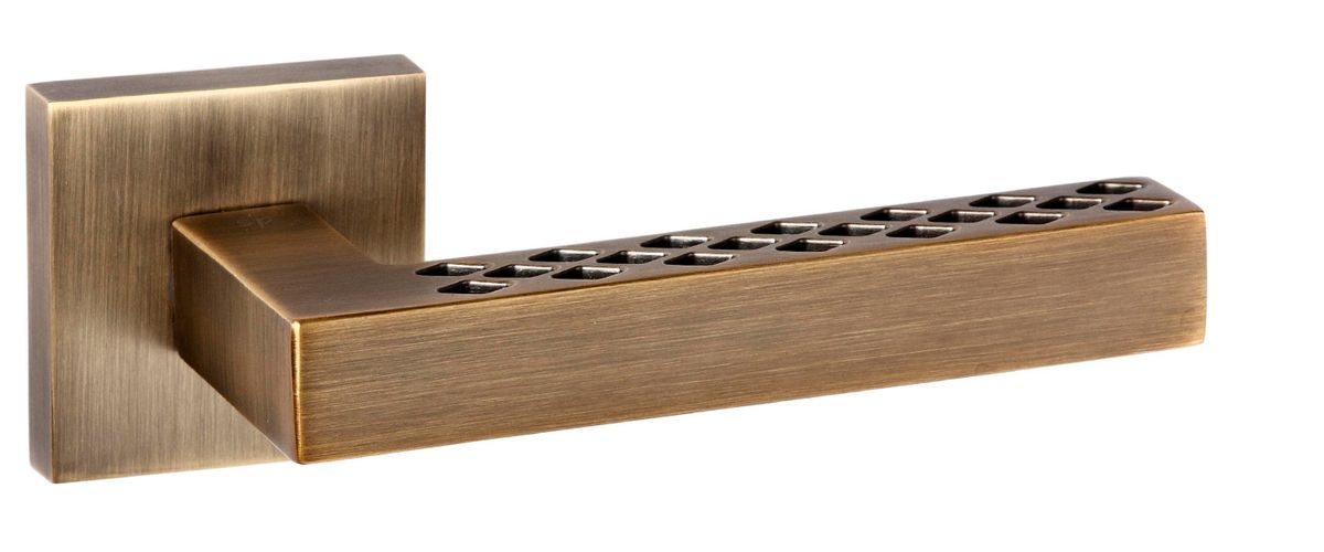 Senza Pari Pianni Designer Lever on Flush Square Rose - Weathered Antique Bronze