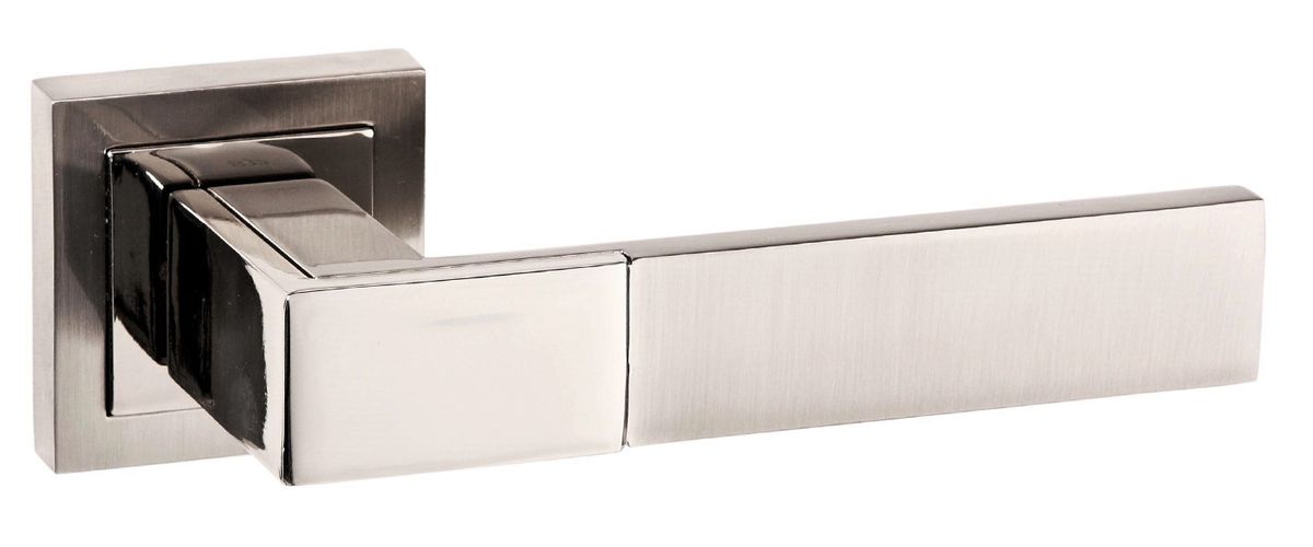 Senza Pari Casalli Designer Lever on Square Rose - Satin Nickel/Polished Nickel