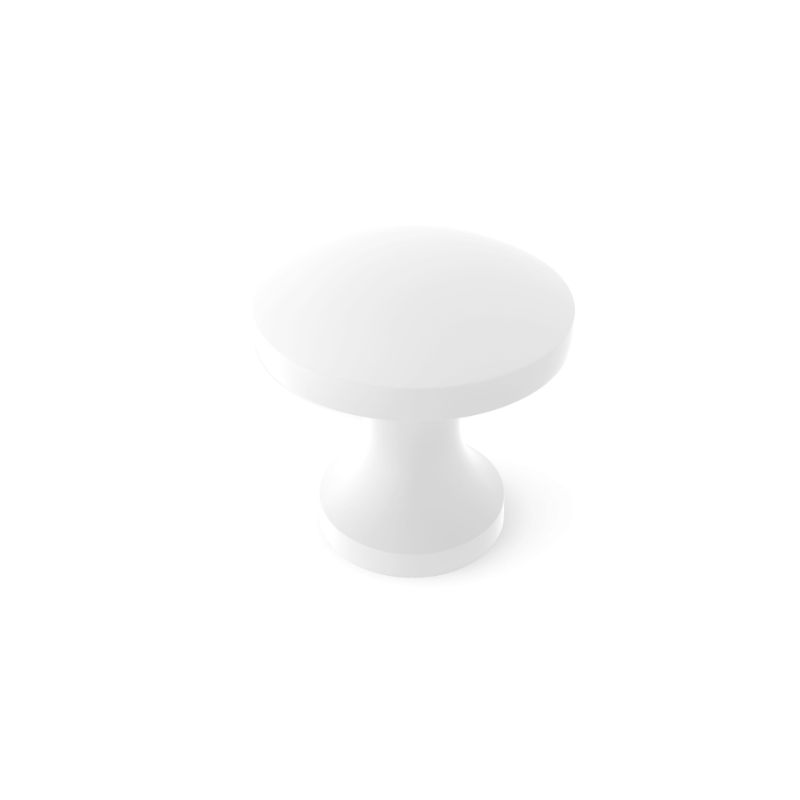 Round Cabinet knob 24.2mm Dia. Matt White Finish-Matt White Finish