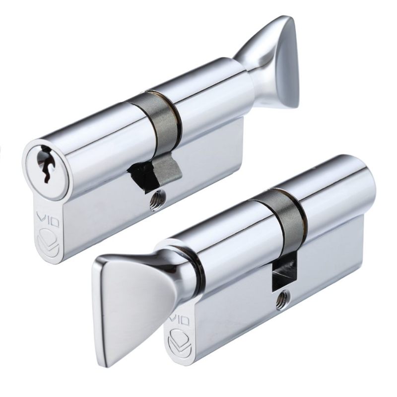 V10 Euro Cylinder and Turn 70mm KTD-Polished Chrome