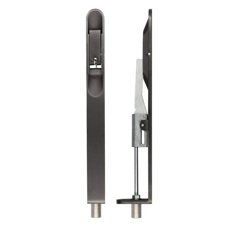 Lever Action Flush Bolt - Radius 20 x 200mm PVD Graphite Black-Black