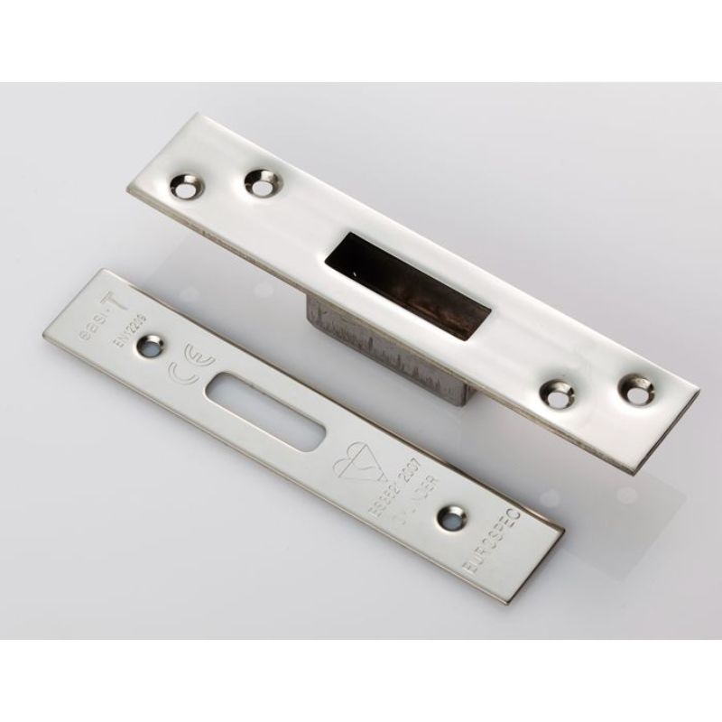 Carlisle Brass Easi T Forend Strike & Fixing Pack To Suit Euro Profile BS Cylinder Deadlock-Bright Stainless Steel-Square Forend
