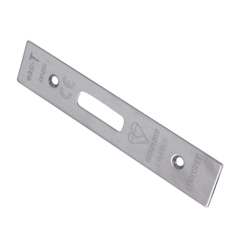 Carlisle Brass Easi T Forend Strike & Fixing Pack To Suit Euro Profile BS Cylinder Deadlock-Satin Stainless Steel-Square Forend