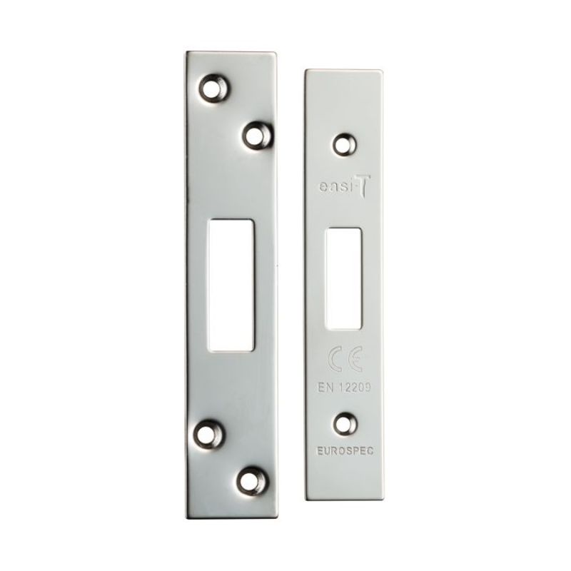 Carlisle Brass Easi T Forend Strikes & Fixing Pack Deadlocks-Bright Stainless Steel-Square Forend