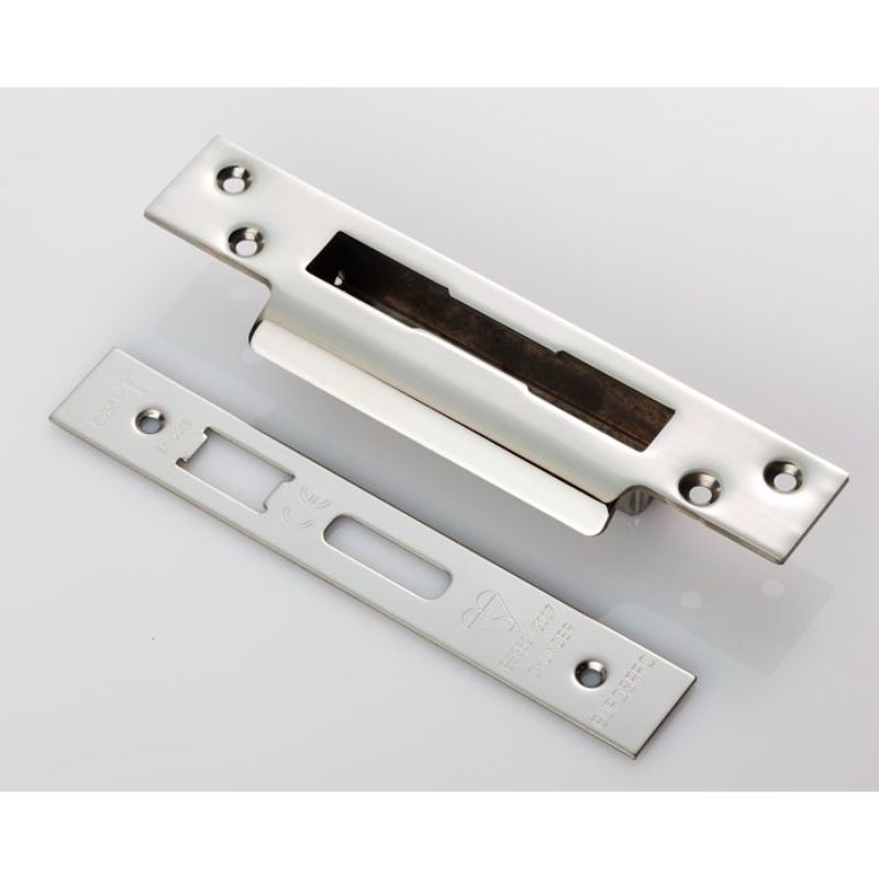 Carlisle Brass Easi T Forend Strikes & Fixing Pack To Suit BS Cylinder Sashlock-Bright Stainless Steel-Square Forend